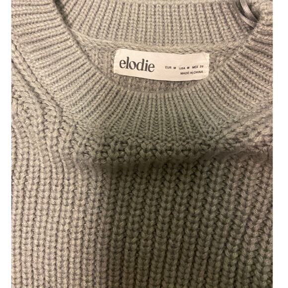 EUC Elodie crewneck cropped chunky ribbed sweater sz: M - Picture 3 of 7